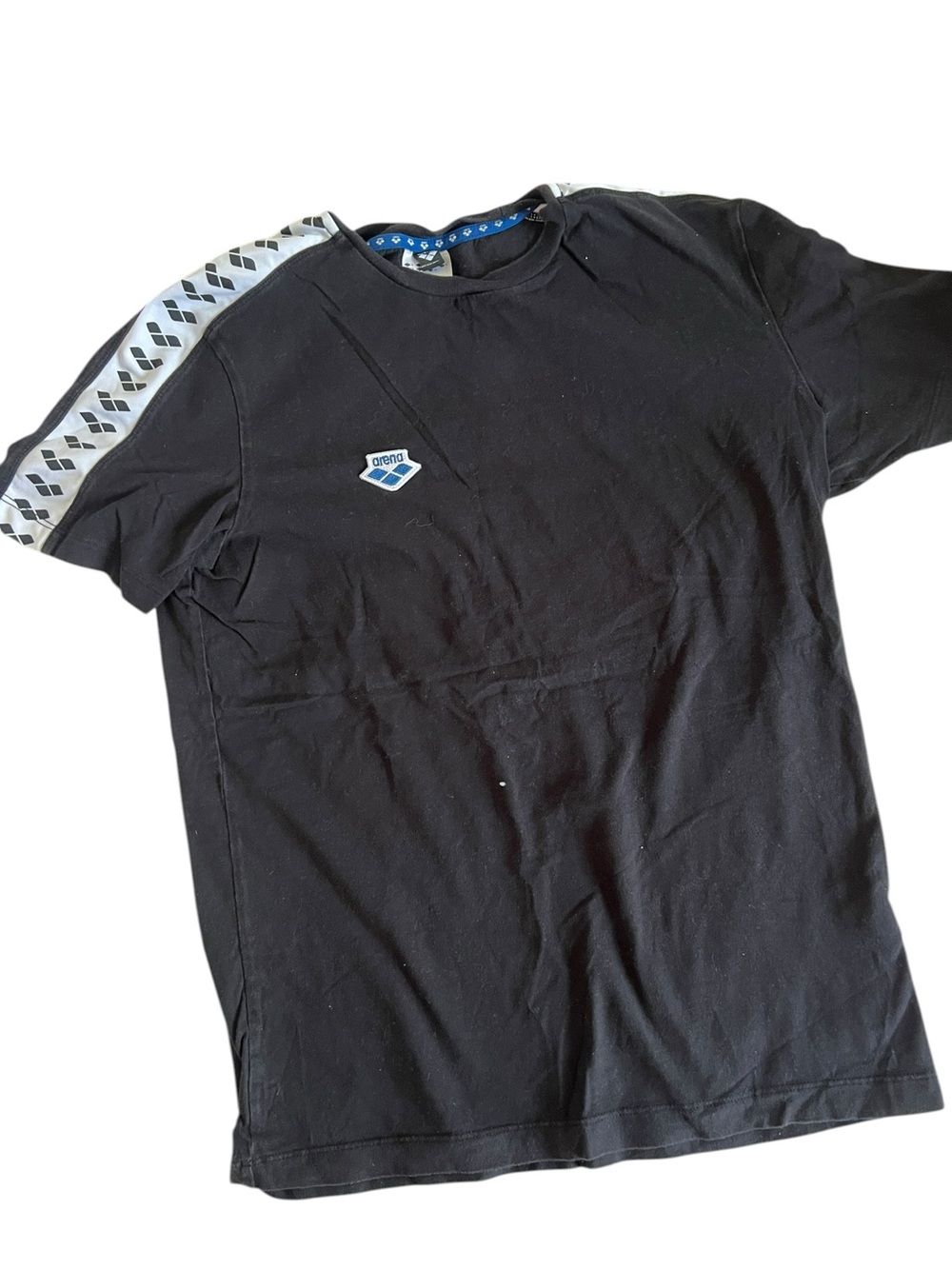 Arena Black Short-Sleeve Tee with White Shoulder Tape